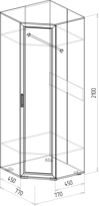 Шкаф угловой 450 Корвет 14